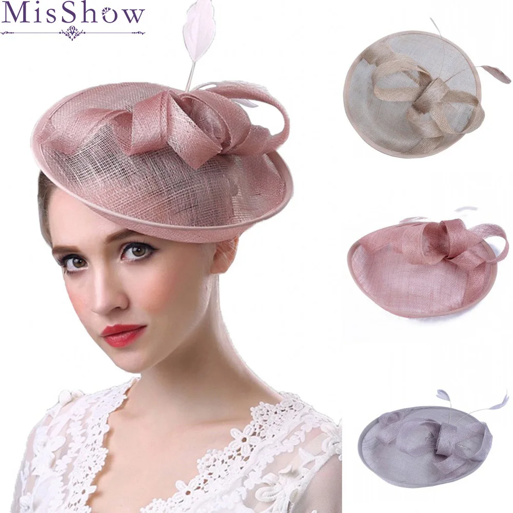 Женская льняная шляпка розовая с перьями и ленточки для шляп на вечеринку 25 см * 11