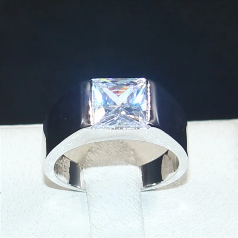 Белый Choucong ювелирные изделия классический 3ct квадратный белый принцесса огранка 5a Циркон 925 пробы серебро обручальные кольца для мужчин и женщин - Цвет основного камня: Белый