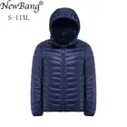 Пуховое пальто NewBang 11XL, 10XL, размера плюс, мужской ультралегкий пуховик, ветровка, легкая Зимняя парка с капюшоном