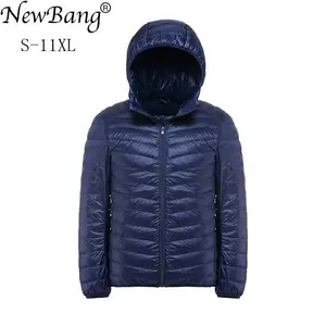 Пуховое пальто NewBang 11XL, 10XL, размера плюс, мужской ультралегкий пуховик, ветровка, легкая Зимняя парка с капюшоном