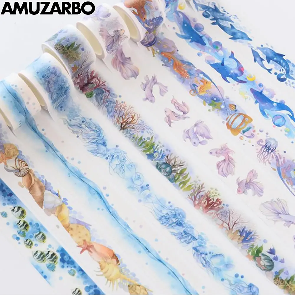30mm*5m sky-blue marine series masking washi tape 10 styles available decoration sticker school Office stationery Supplies | Канцтовары