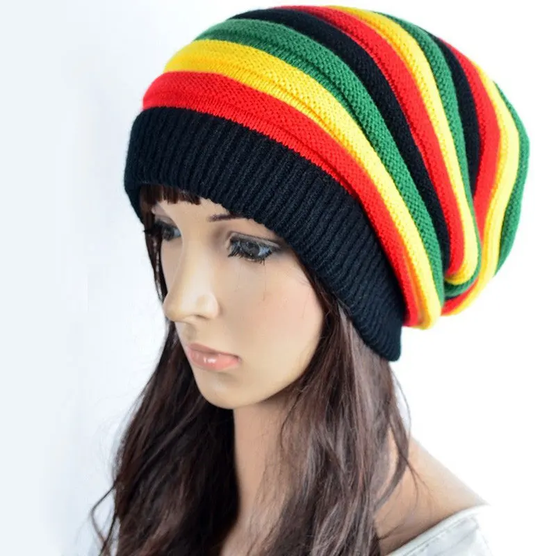 Фото 2022 теплые шапки Jamaica Reggae Gorro Rasta стильный Cappello Hip Pop Мужская Зимняя Красная желтая зеленая черная модная женская вязаная шапка №1