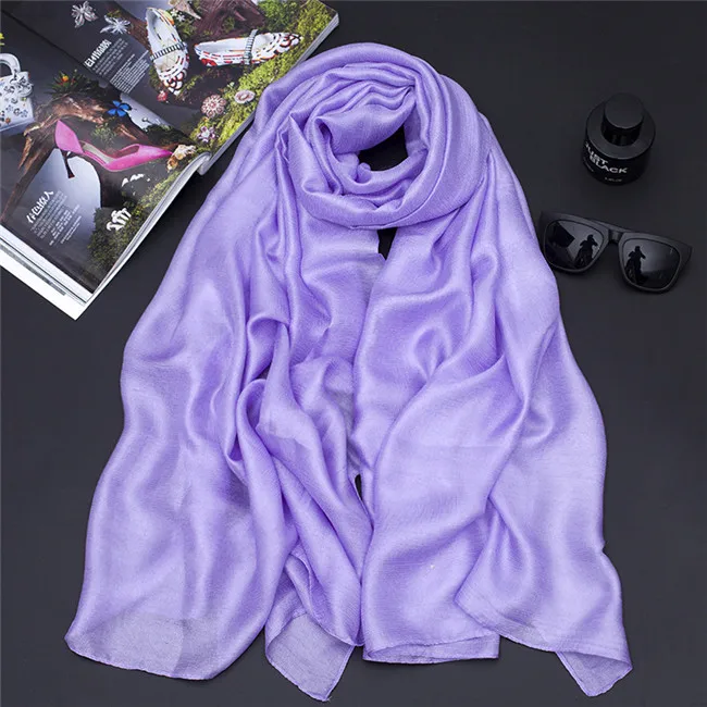 lt purple Перламутровый Одноцветный льняной шелковый шарф, шаль, осенний зимний шарф, женские красивые шарфы, деформация Echarpes fulards Femme - Цвет: lt purple