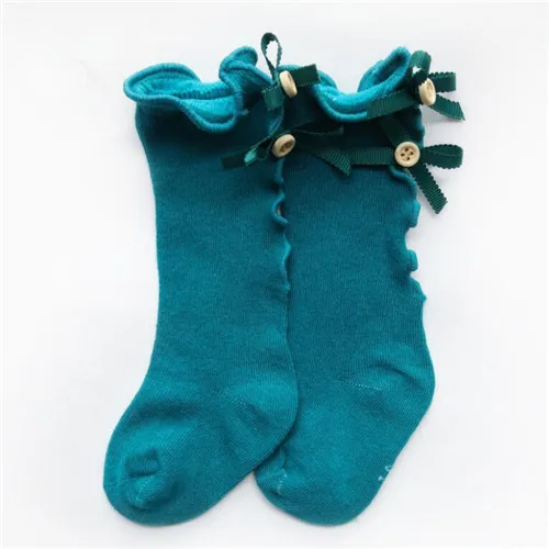 blue green Весенне-осенние хлопковые детские носки для девочек; модные детские гольфы; красивые детские гетры; спортивная одежда для девочек; аксессуары - Цвет: blue green