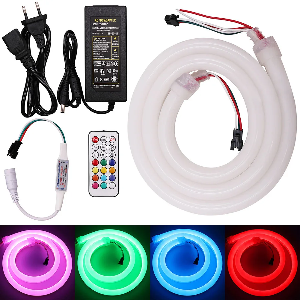 

DC12V WS2811 RGB Full Color Led Pixel Neon Rope Light Waterproof LED Strip + Pixel Controller 5A Power Supply EU/AU/US/EU Plug