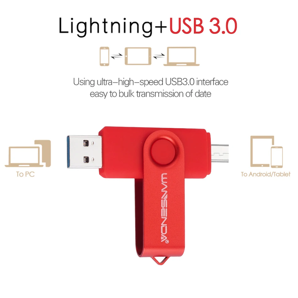 Новинка WANSENDA Usb 3,0 OTG флеш-накопитель Смартфон usb флеш-накопитель 16 ГБ 32 ГБ 64 ГБ 128 ГБ 256 ГБ высокоскоростной флеш-накопитель Usb карта памяти