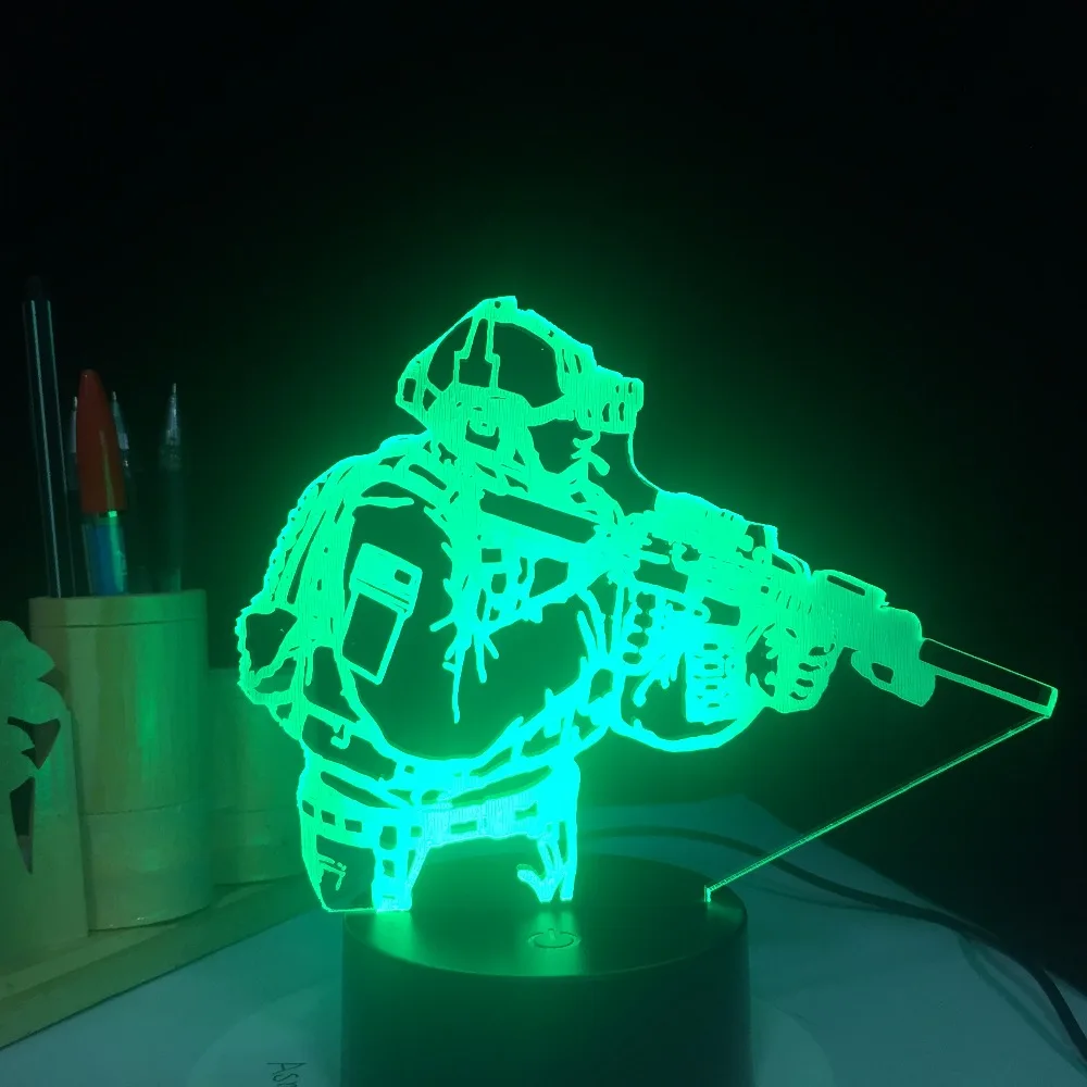 3D Настольный светильник светодиодный Новинка Акриловые солдат армии USB рисунок