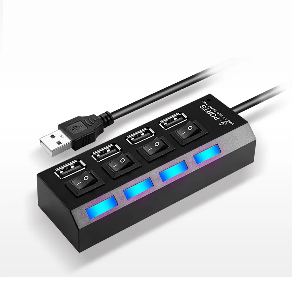 4 USB Usb-концентратор с несколькими портами, высокоскоростной 480 Мбит/с, многопортовый 7usb 2,0 концентратор с адаптером питания для ПК, компьютерные аксессуары, периферийный U дисковый монитор - Цвет: 4 USB