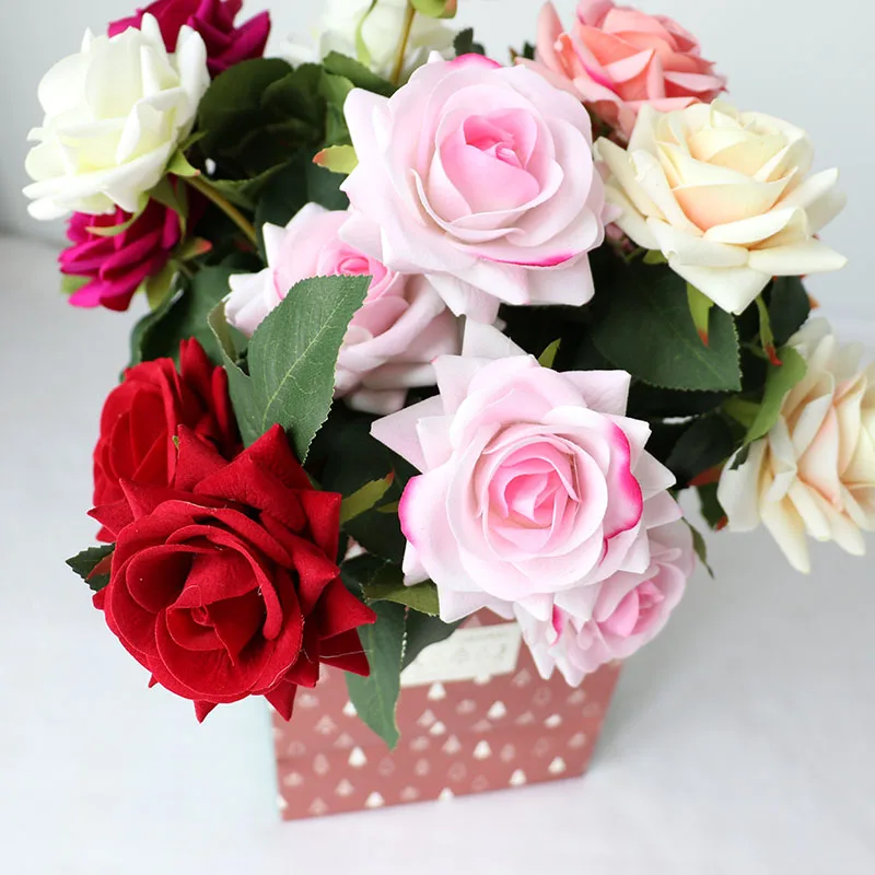 

Fashion Artificial Flower Double Head Rose For Home Wedding Party Valentine's Day Decoration Flower Wall Photography Props