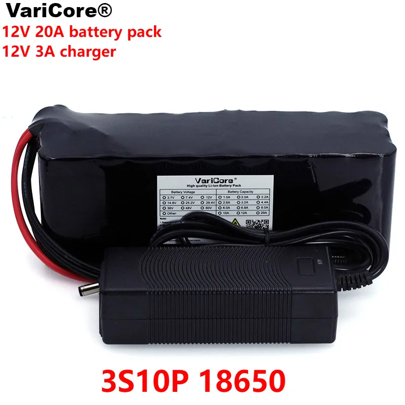

VariCore 12 V 20000mAh 18650 lithium battery miner's lamp Discharge 20A 240W xenon lamp Battery pack with PCB + 12.6V 3A Charger
