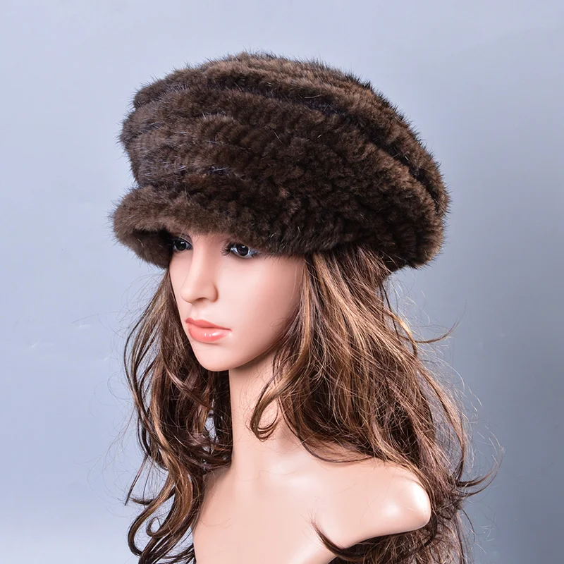 QIUSIDUN настоящая вязаная шапка из меха норки повседневная женская женские шапки