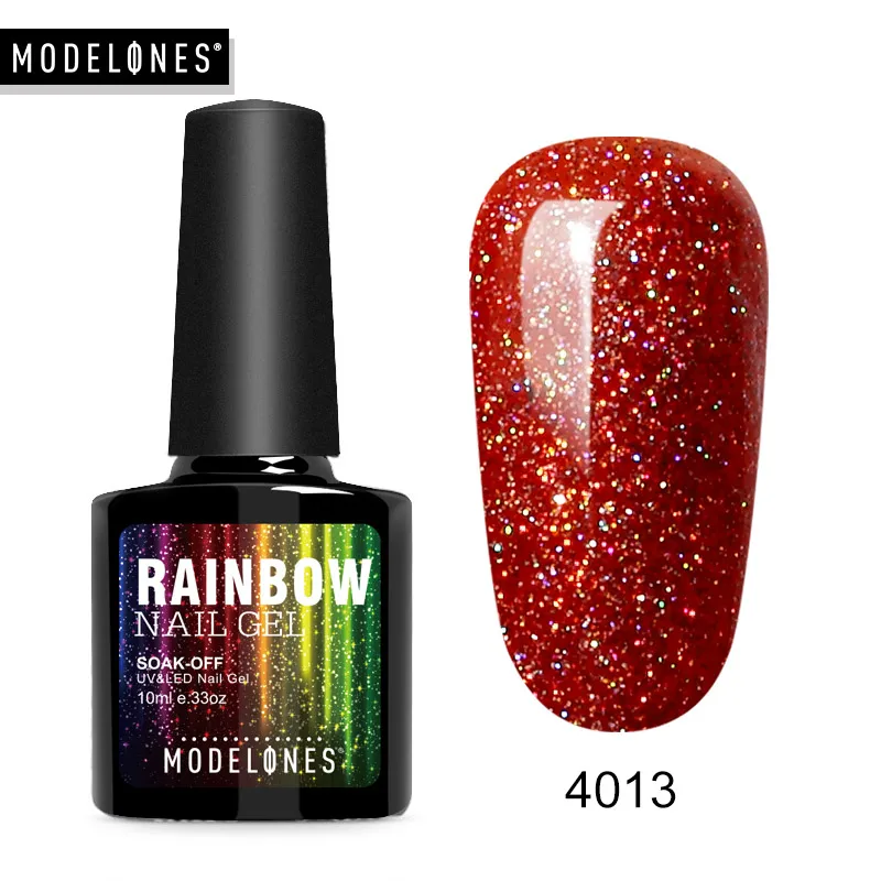Modelones Neon Glitter Led Nail Gel Polish Soak Off Blue Color Glitter UV Nail Varnish Lacquer Long Lasting Sequins Hybrid Gel - Цвет: 4013