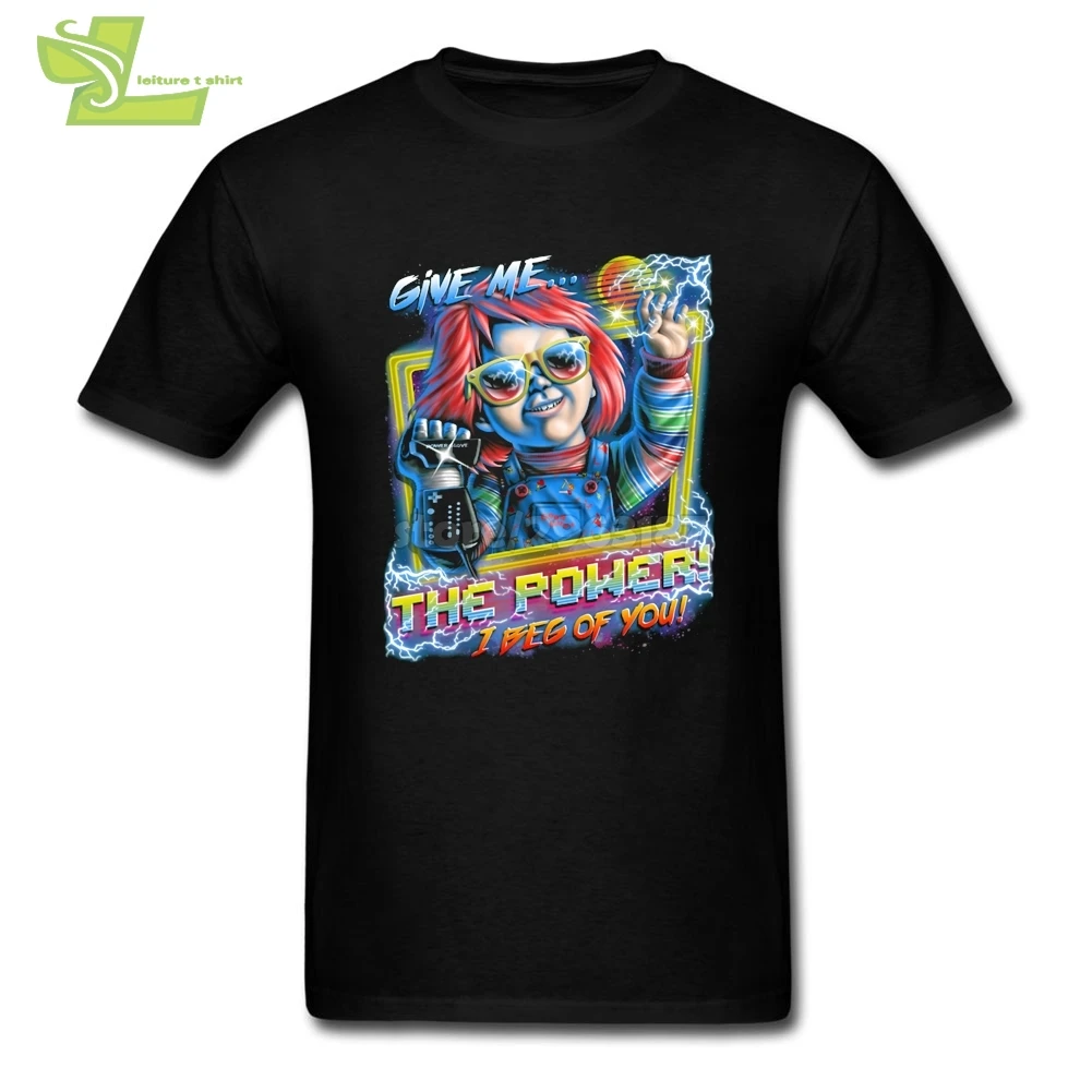 Потомство Чаки дай мне Мощность Забавные футболки Для мужчин хлопковые с