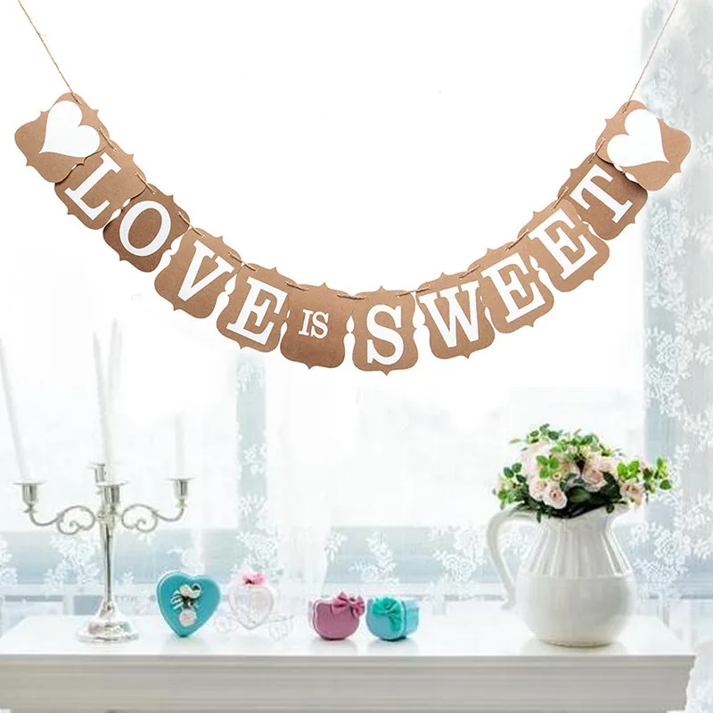 LOVE IS SWEET 3 м винтажная гирлянда из крафт-бумаги свадебные баннеры-Декорации для