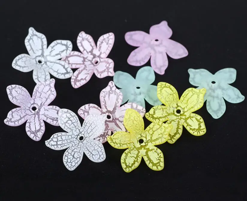 Acrylic Frosted Leaf/Flower Loose Beads Handmade DIY Headdress/Earrings Parts beads Jewelry findings with Crack effect y1230 | Украшения и