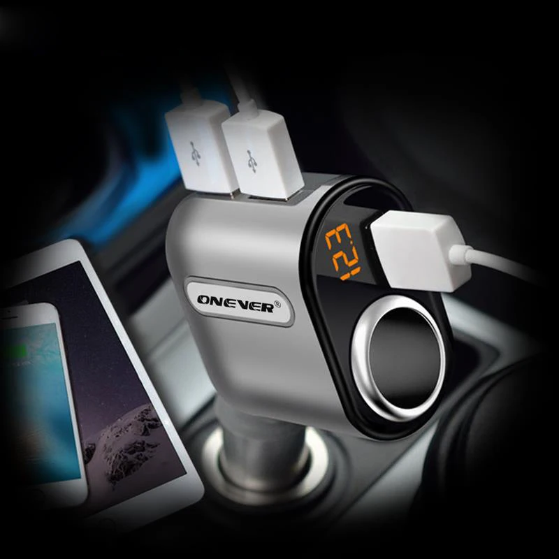 Onever розетка для автомобильного прикуривателя 3 порта USB сплиттер 5V 3.1A 12 V 24 Max 80W