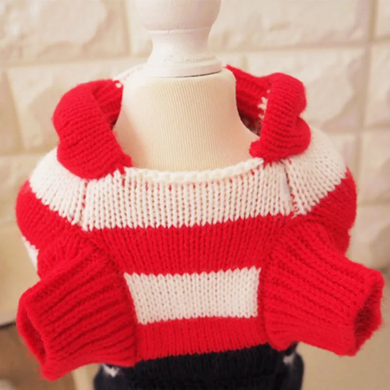 Полосы звезда кота собаки Любимчика Свитера sweatershirt вязать крючком Одежда зима