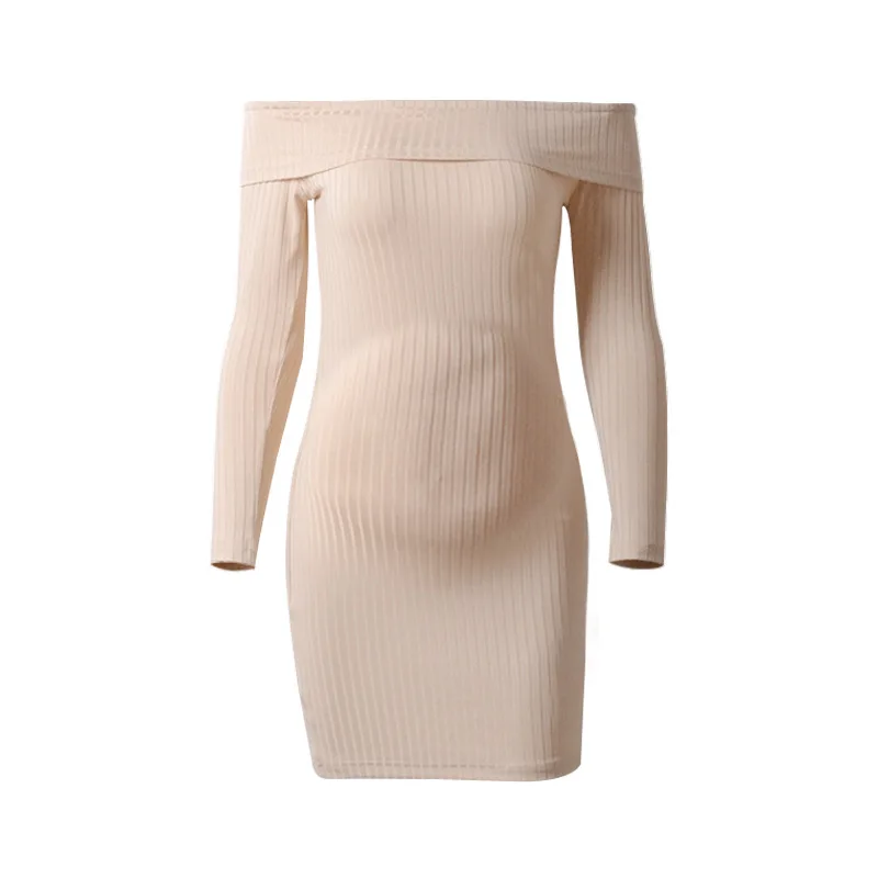 2019 платье для беременных Весна Осень Зима Одежда женщин без плеч с длинным