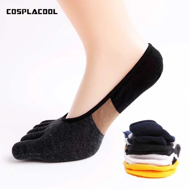 

[COSPLACOOL]Summer Casual Toe Shallow Mouth Socks Men Cotton Five Finger Men Sock Short Invisible Calcetines Hombre Ankle Sokken