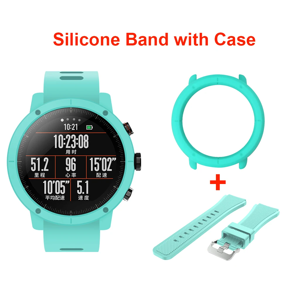SIKAI 22 мм мягкий силиконовый ремешок для часов с защитным чехлом Huami Amazfit Stratos 2