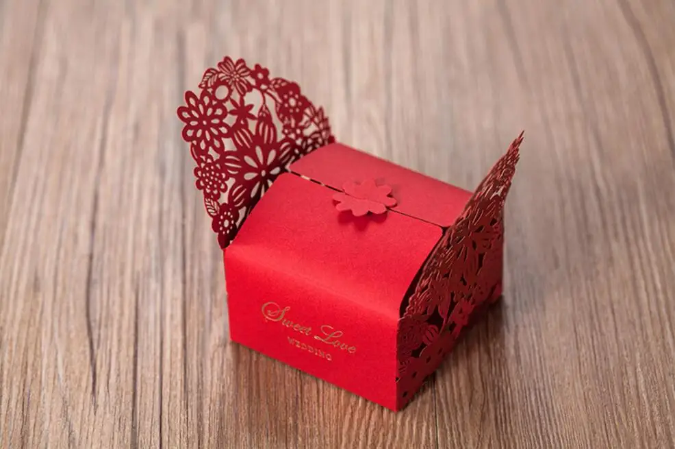 Конфетница для вечерние НКИ с лентой классические красные подарки bomboniere dragee package