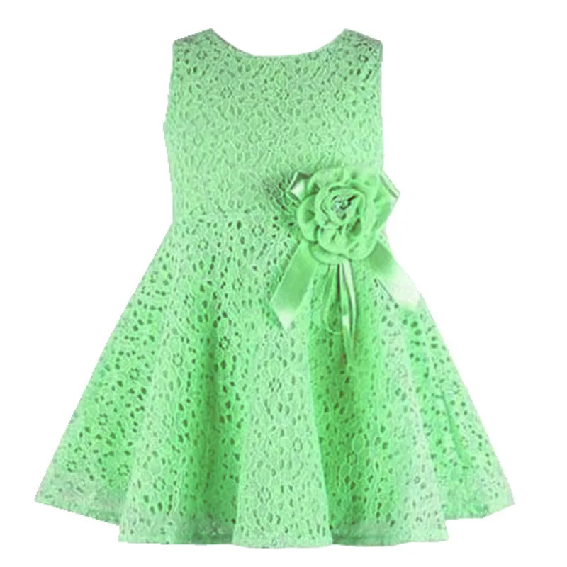 light green Летнее платье для малышей, кружевное платье без рукавов с цветочным рисунком для новорожденных девочек, От 0 до 2 лет платье принцессы для маленьких девочек - Цвет: light green