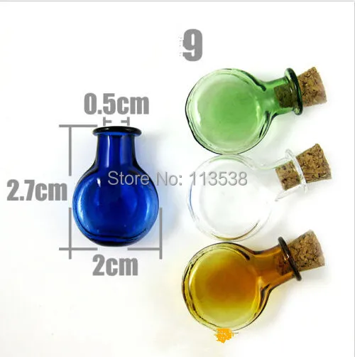 

200pcs vial pendant Creative gifts mobile phone decorations oblateness wishing bottle DIY supplies glass bottle 4 color optional