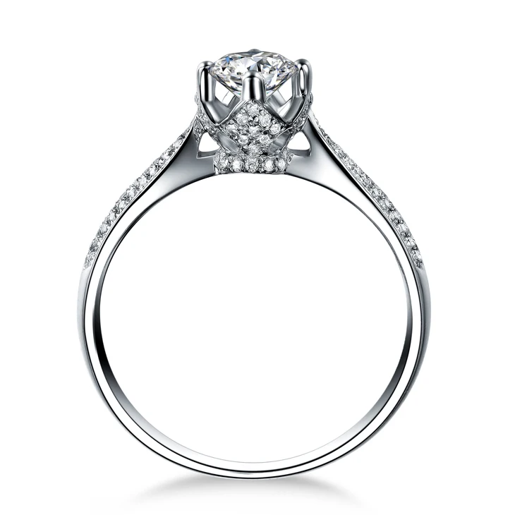 ZOCAI Aphrodite 0 50 CT CERTIFIED H/SI основной алмаз с 30 Ct сторона алмазное обручальное кольцо 18K