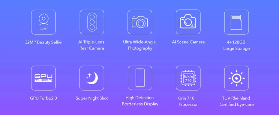 Глобальная версия Honor 20 Lite, 4 Гб, 128 ГБ, фронтальная, 32 МП, Kirin 710, четыре ядра, Android 9,0, мобильный телефон с функцией распознавания лица, 24 МП, камера заднего вида