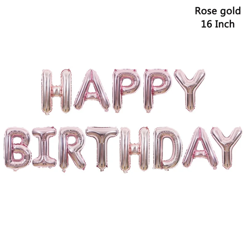 happy birthday Розово-золотистый воздушный шар, 16, 18, 20, 21 30th на день рождения воздушные шары для дня рождения буквенные баннеры номер баллоны из розового золота вечерние украшения - Цвет: happy birthday