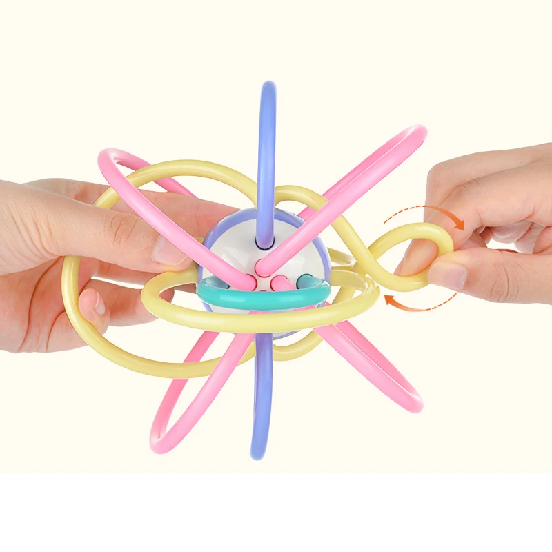 REIZBABY High Quality Baby Teething Toys TPU PC Rainbow Kid Boys Girls Toy Rattles Ring Infant Toddler Teethers Ball Pacifier | Мать и