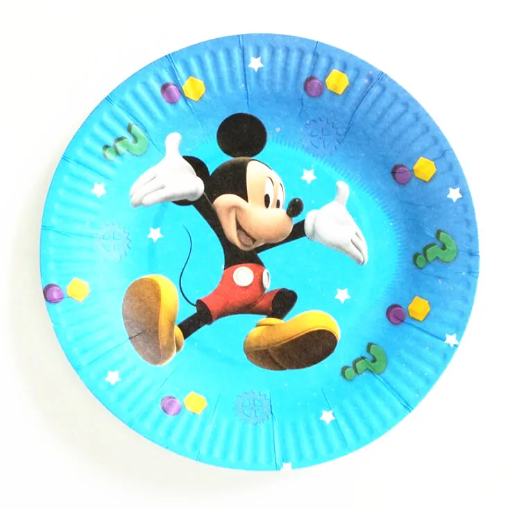 plate 10pcs ChristmasMickey С Днем Рождения Детские вечерние украшения детский душ бумажная тарелка чашка флаг вечерние принадлежности Набор посуды детский душ - Цвет: plate 10pcs