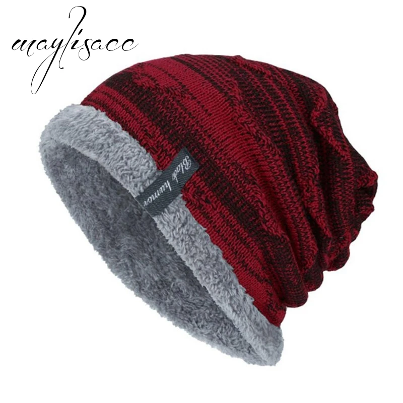 Maylisacc 5 цветов унисекс осень зима теплая трикотажная шапка Skullies шапочки Кепки для