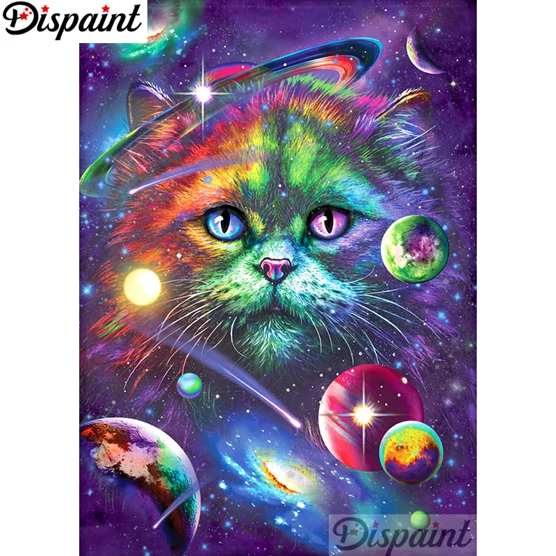 Dipaint полная квадратная/круглая дрель 5D DIY Алмазная картина "Кошка планета" вышивка крестиком 3D домашний декор A12888