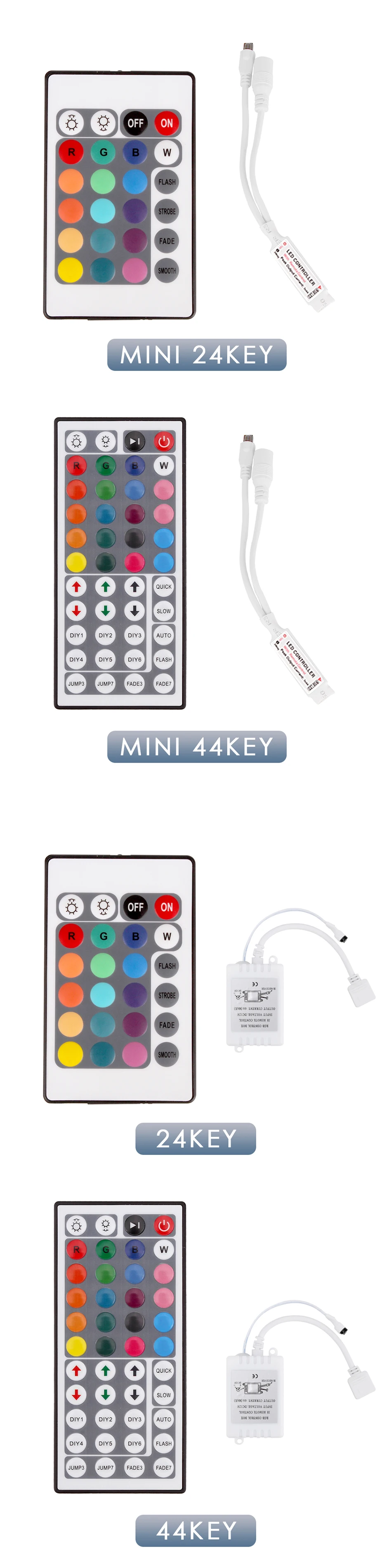 Светодиодный ИК Мини-44/24key Управление; Вход DC12V дистанционного Управление Диммер для 3528 5050 Светодиодная лента RGB светодиодный лента