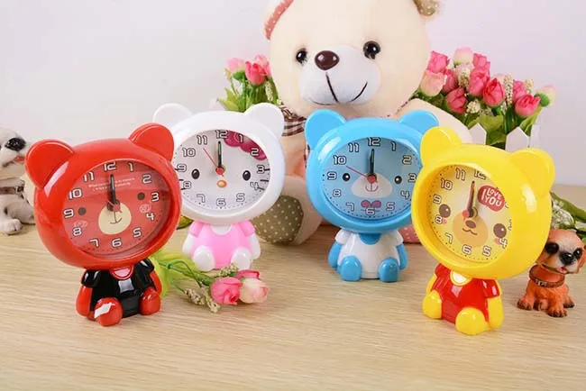 Детские Кварцевые часы с мультяшным медведем будильник аккумулятором для