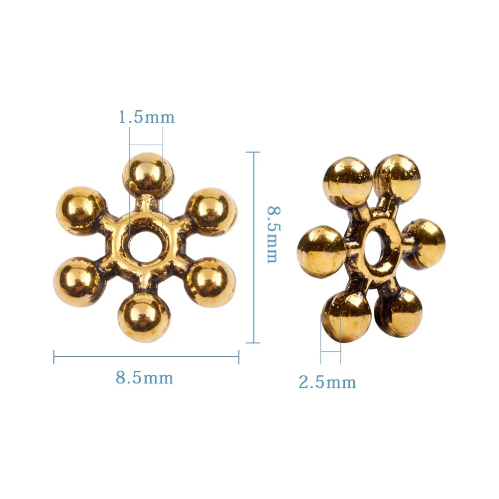 Бусины Из Сплава в тибетском стиле со снежинками цвет смешанный 8 5x2 5 мм