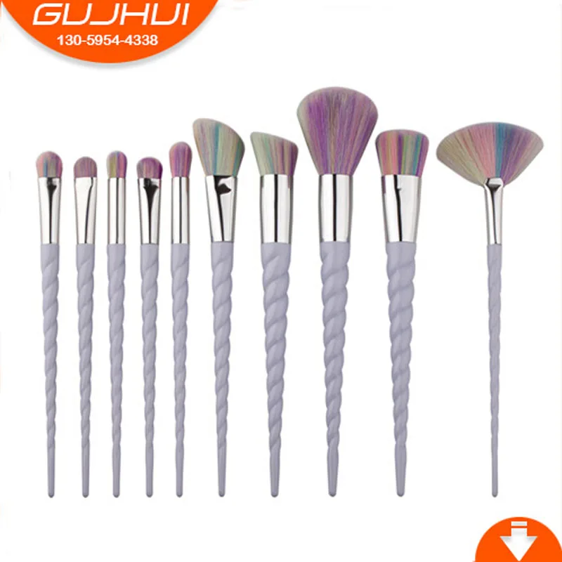 

10 кистей для макияжа с единорогом, новая спиральная нить, Кисть для макияжа из бычьего рога, кисть GUJHUI