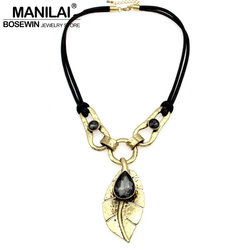 MANILAI богемское короткое ожерелье со стразами инкрустация лист массивные