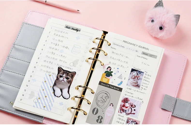 Never Cute Kitty Cat Спиральный Блокнот корейский дневник A6 планировщик Органайзер сетка в горошек наполнитель бумага студентам девочкам подарок канцелярские принадлежности