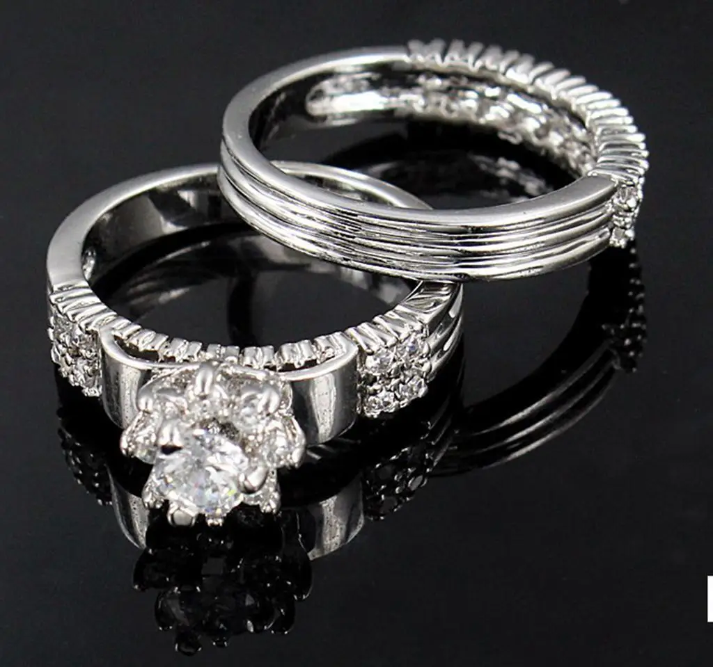 Size 5-11 Silver Plated Engagement Ring Wedding Cubic Zirconia Fashion | Украшения и аксессуары
