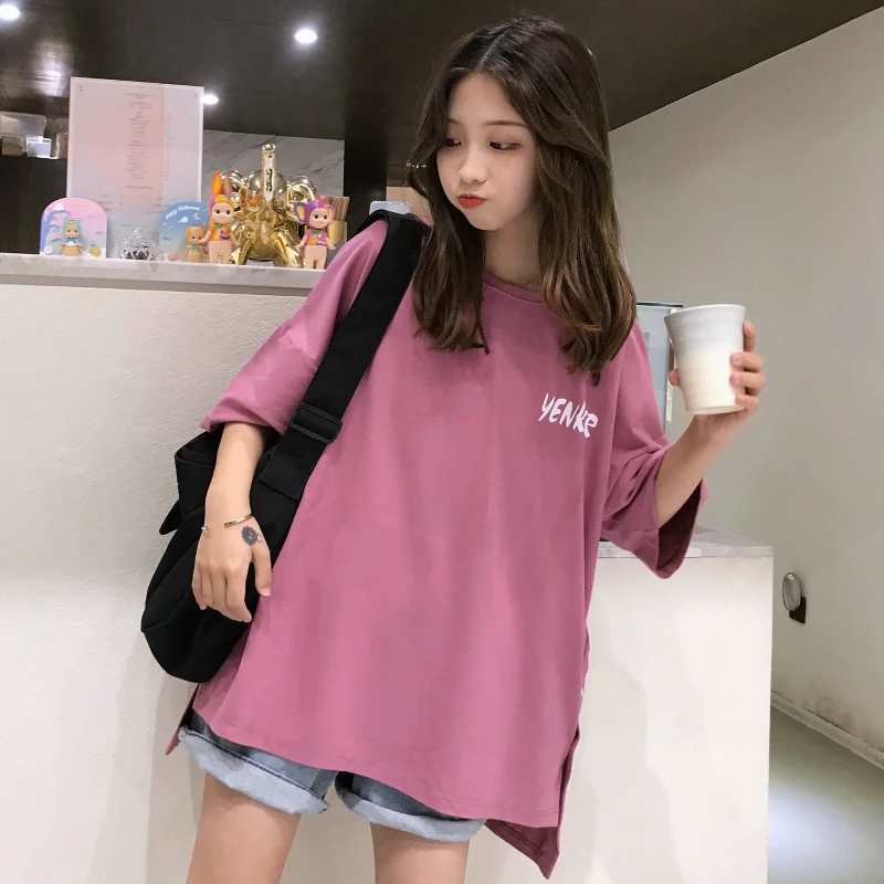 Для женщин футболки Harajuku Ulzzang студент Повседневное свободные Ins футболка