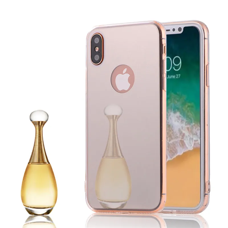 Роскошный блестящий зеркальный чехол для iPhone X Мягкая силиконовая задняя крышка