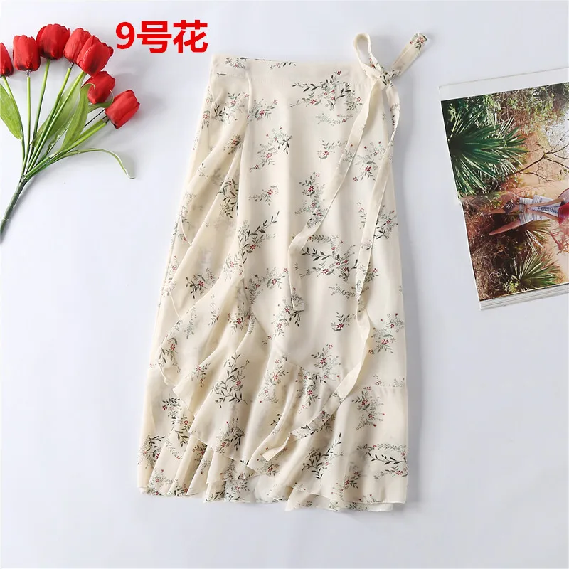 Женские богемные пляжные шифоновые юбки женские летние 2019 Новые цветочные рыбий