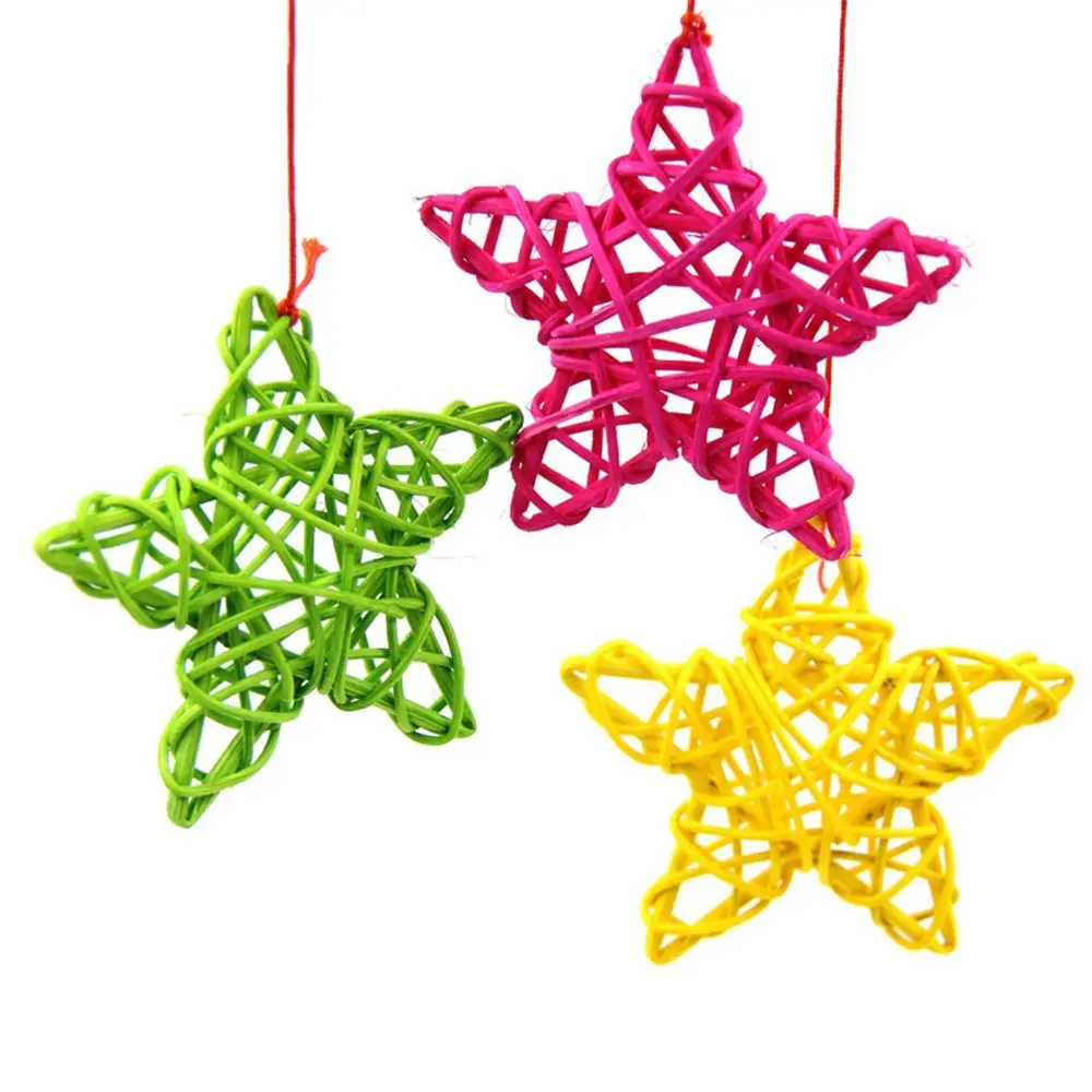 

10PCS 6CM Lovely Rattan Star Sepak Takraw Christmas/Birthday&Home Wedding Party Decorations DIY Ornaments Rattan Ball Kids Toys