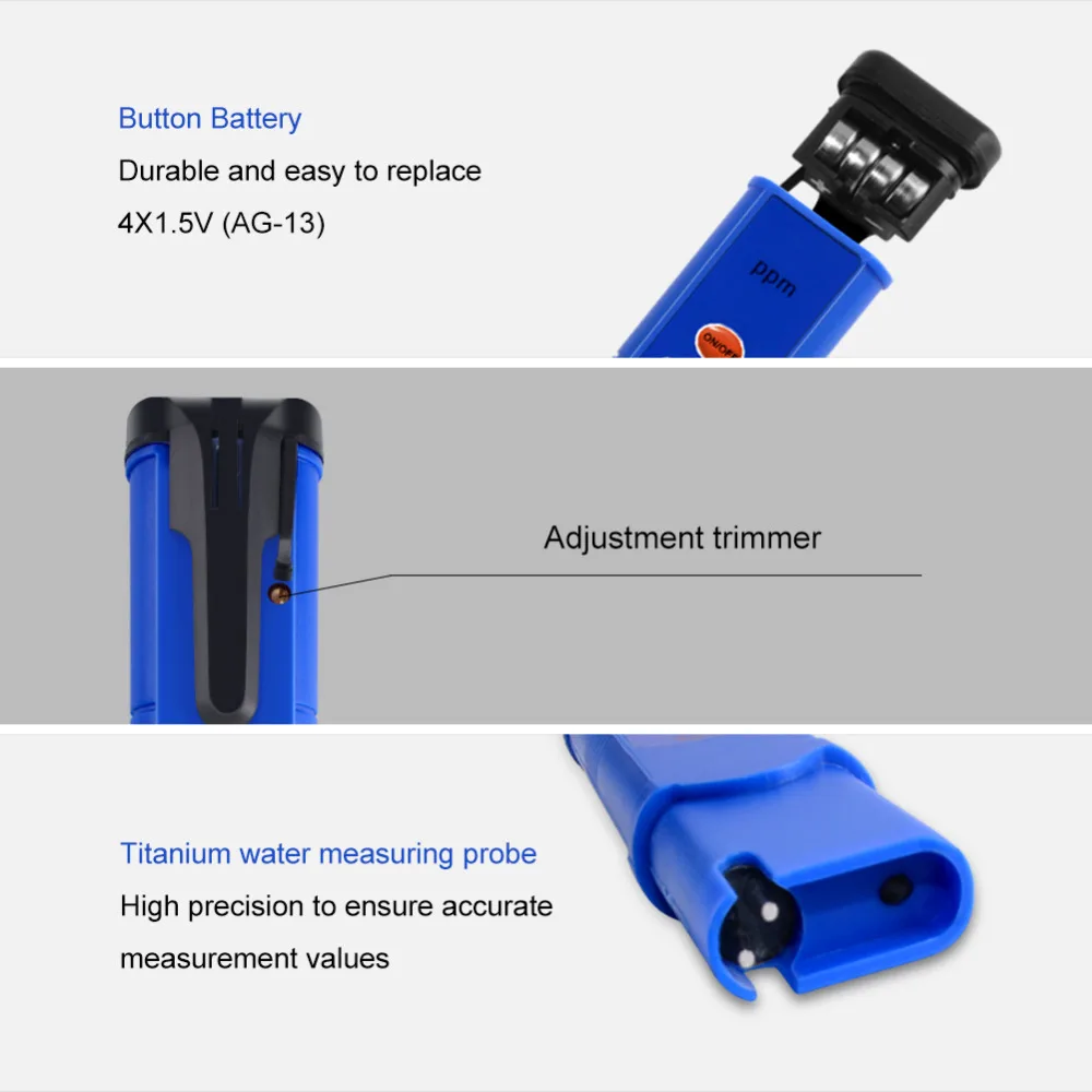 Цифровой ЖК дисплей Yieryi TDS Meter Pen Стандартный диапазон тестирования качества воды: