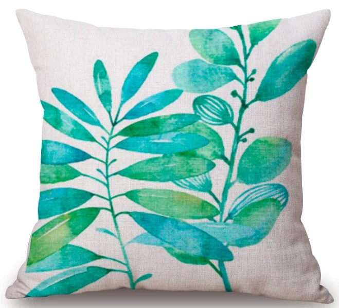 Наволочка для тела с зеленым листком и свежими растениями льняная наволочка