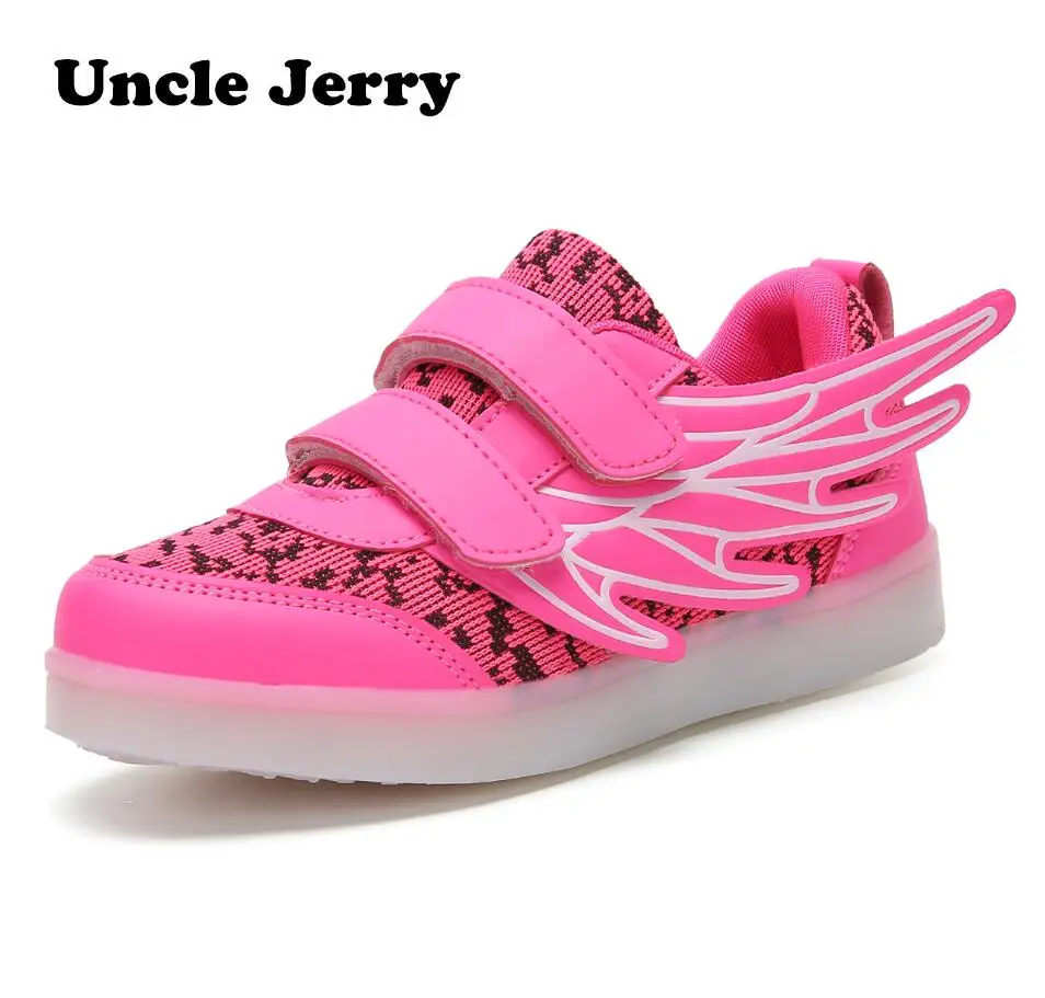 UncleJerry Led Shoes for kids Children Glowing Sneakers Luminous Tennis boys girls USB Charging LED light Fashion shoe | Детская одежда