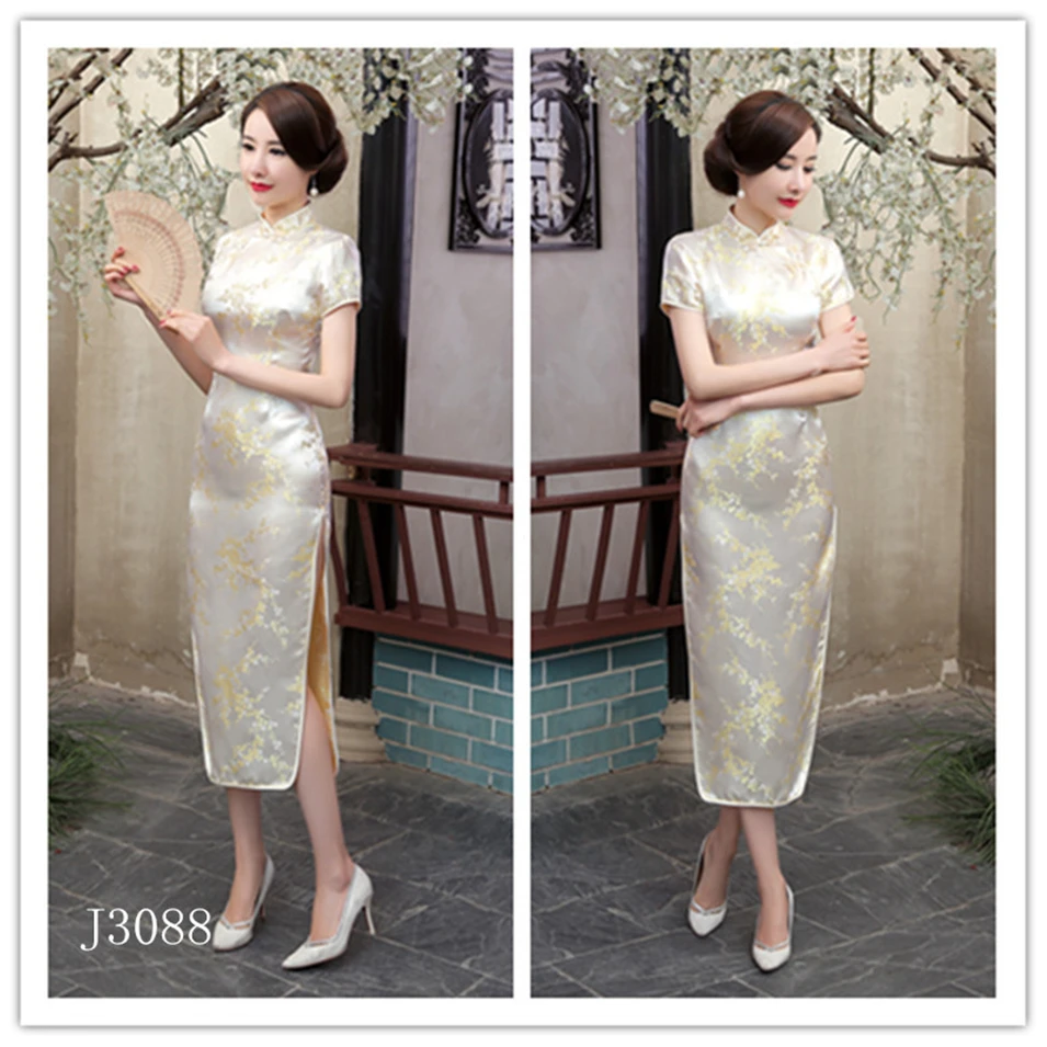 17 видов цветов женское китайское свадебное платье Cheongsam традиционное атласное шелковое красное платье с принтом на год Ретро Выпускные вечерние длинные Qipao S-6XL