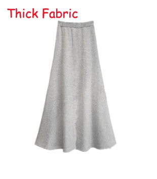 Thick Light gray Зимняя и осенняя Женская Модная хлопковая юбка для девочек с высокой талией, длинная юбка-труба, Saias Femininas - Цвет: Thick Light gray